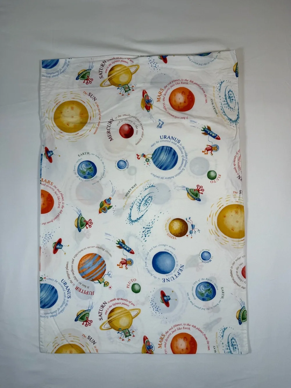 POTTERY BARN KIDS Solar System Standard Pillowcase Space Planets Organic Cotton